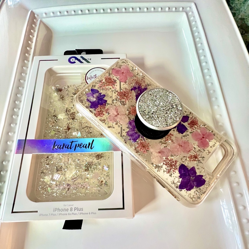I PHONE 8 PLUS  NEW & USED  CASE MATE  with Bling PopSocket